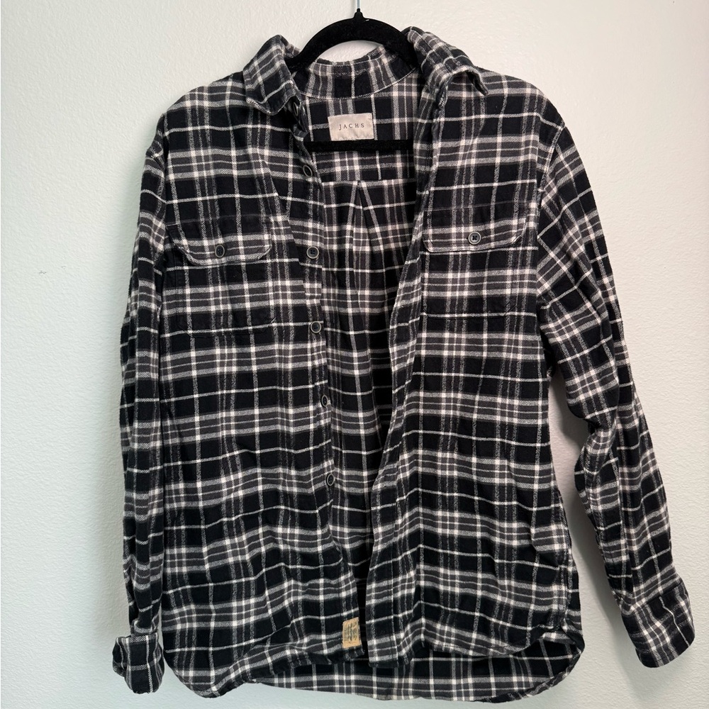 Black and White Plaid Flannel Shirt